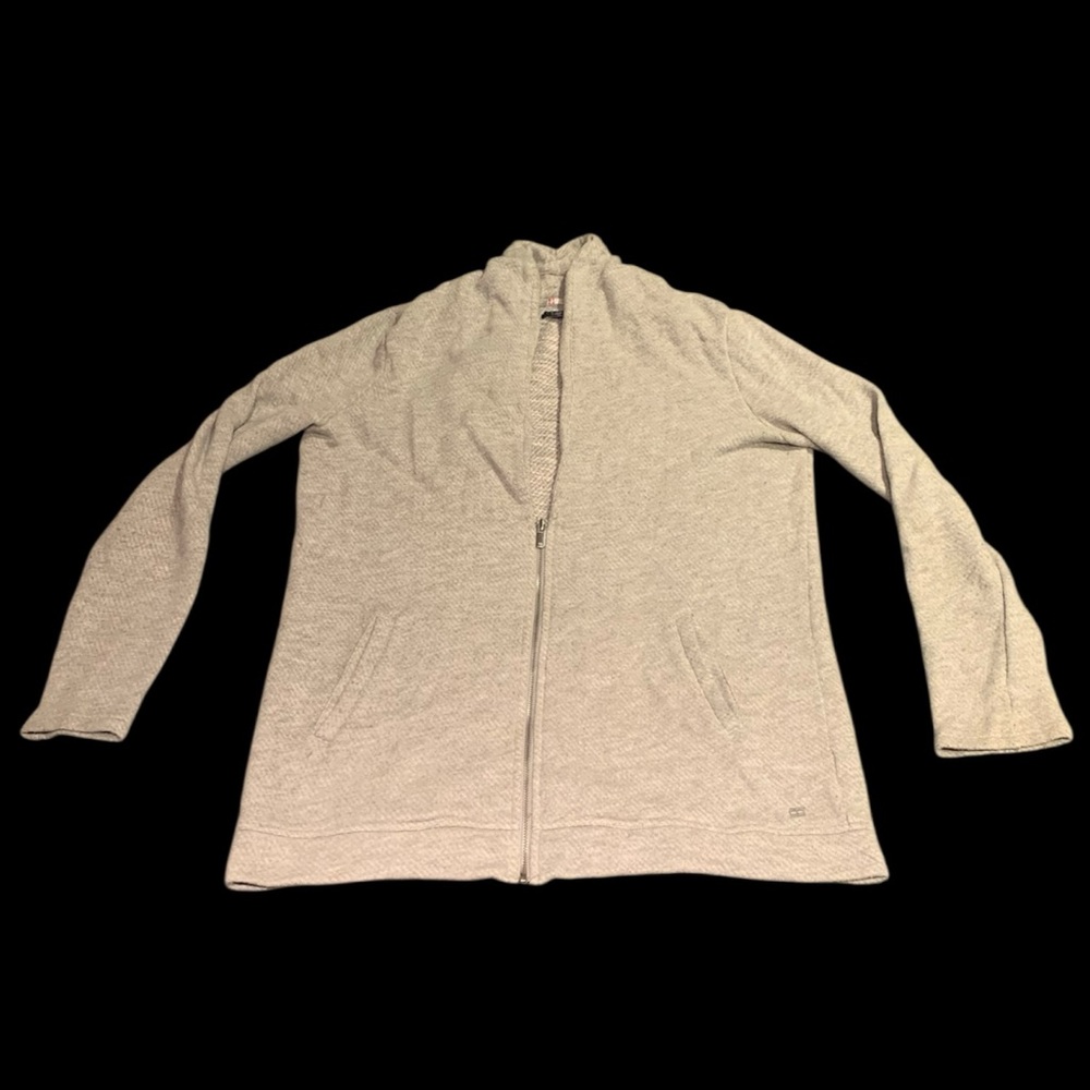 TOMMY HILFIGER ATHLUXE GREY HALF ZIP LONG SLEEVE CARDIGAN - WOMENS SIZE MEDIUM